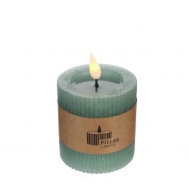 LED pillar candle Ø7 h. 7.5cm eucalyptus green (1 pc) [IFS-32605]