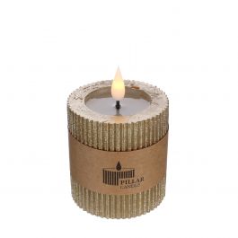 LED pillar candle Ø7 h. 7.5cm gold (1 pc) [IFS-32612]