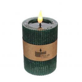 LED pillar candle Ø7 h. 10 cm moss green (1 pc) [IFS-32620]