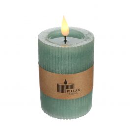LED pillar candle Ø7 h. 10 cm eucalyptus green (1 pc) [IFS-32625]
