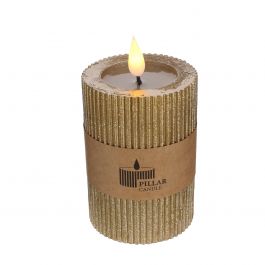 LED pillar candle Ø7 h. 10 cm gold (1 pc) [IFS-32632]