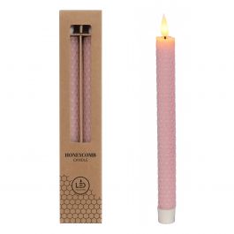LED honeycomb candle Ø2.2 h. 25cm pink (Set of 2 pcs) [IFS-32684]