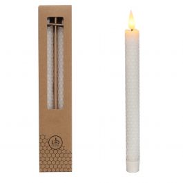 LED honeycomb candle Ø2.2 h. 25cm white (Set of 2 pcs) [IFS-32687]