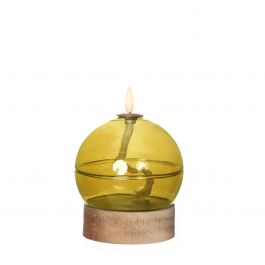 LED oil lamp h13.5 Ø10 cm ochre (1 pc) [IFS-32802]