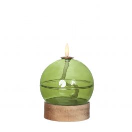 LED oil lamp h13.5 Ø10 cm light green (1 pc) [IFS-32805]