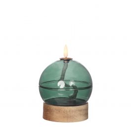 LED oil lamp h13.5 Ø10 cm dark green (1 pc) [IFS-32809]