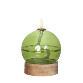 LED oil lamp h16.5 Ø12 cm light green (1 pc) [IFS-32815]