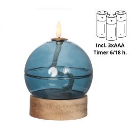 LED oil lamp h16.5 Ø12 cm dark blue (1 pc) [IFS-32817]