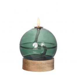 LED oil lamp h16.5 Ø12 cm dark green (1 pc) [IFS-32819]