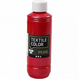 Textile Color Paint, red, mother of pearl, 250 ml/ 1 bottle [HOB-33714]