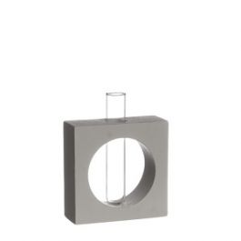 Cement Base Square with Glass Tube 10x14cm 4cm deep (1 pc) [IFS-34012]