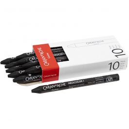 Neocolor I Crayons, black (009), L: 10 cm, thickness 8 mm, 10 pc/ 1 pack [HOB-34021]