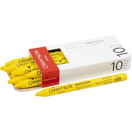 Neocolor I Crayons, yellow (010), L: 10 cm, thickness 8 mm, 10 pc/ 1 pack [HOB-34022]