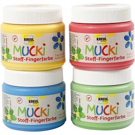 Muck Finger Paint, blue, green, red, yellow, 4x150 ml/ 1 pack [HOB-34770]
