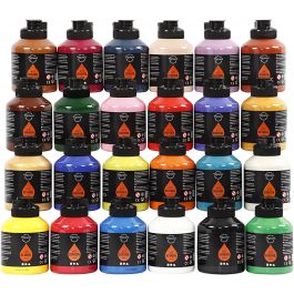 Pigment Art School Paint, assorted colours, 24x500 ml/ 1 pack [HOB-35480]