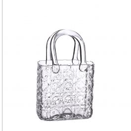 Handbag vase Elysee glass handle L.14 x W.9.5 x H.22 cm clear (1 pc) [IFS-37230]