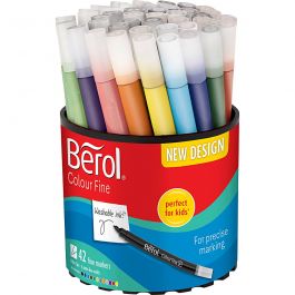 Berol Colourfine, assorted colours, D 10 mm, line 0,3-0,7 mm, 42 pc/ 1 tub [HOB-37230]