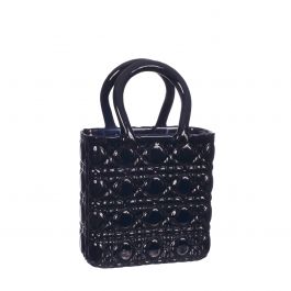 Handbag vase Elysee glass handle L.14 x W.9.5 x H.22 cm dark blue (1 pc) [IFS-37234]