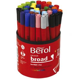 Berol Marker, assorted colours, D 10 mm, line 1-1,7 mm, 42 pc/ 1 tub [HOB-37280]