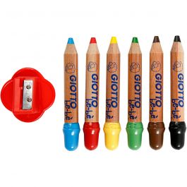 Colouring Pencils, assorted colours, L: 10,5 cm, thickness 13 mm, lead 6 mm, 6 pc/ 1 pack [HOB-37294]