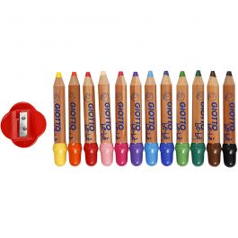Colouring Pencils, assorted colours, L: 10,5 cm, thickness 13 mm, lead 6 mm, 12 pc/ 1 pack [HOB-37295]