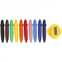 Wax Crayons, L: 7 cm, D 11 mm, 10 pc/ 1 pack [HOB-37297]