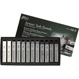 Gallery Soft Pastel Set, black/white harmony, L: 6,5 cm, thickness 10 mm, 12 pc/ 1 pack [HOB-38160]