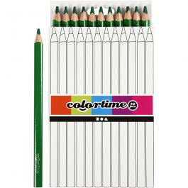 Colortime colour pencils, green, L: 17,45 cm, lead 5 mm, JUMBO, 12 pc/ 1 pack [HOB-38179]