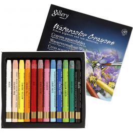 Watercolor Crayons, assorted colours, L: 9,3 cm, 12 pc/ 1 pack [HOB-38284]