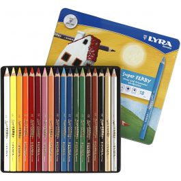 Super Ferby 1 colouring pencils, assorted colours, L: 18 cm, lead 6,25 mm, 18 pc/ 1 pack [HOB-38386]
