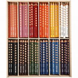 Groove Colouring Pencils, assorted colours, L: 18 cm, lead 4.25 mm, 12x12 pc/ 1 pack [HOB-38504]