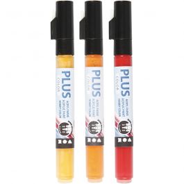 Plus Color Marker, pumpkin, crimson red, yellow sun, 5,5 ml, L: 14,5 cm, line 1-2 mm, 3 pc/ 1 pack [HOB-39894]