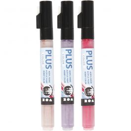 Plus Color Marker, fuchsia, dusty rose, dark lilac, 5,5 ml, L: 14,5 cm, line 1-2 mm, 3 pc/ 1 pack [HOB-39895]