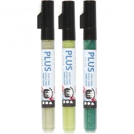 Plus Color Marker, dark green, eucalyptus, leaf green, 5,5 ml, L: 14,5 cm, line 1-2 mm, 3 pc/ 1 pack [HOB-39897]