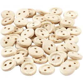 Wooden Buttons, D 8 mm, 2 holes, 50 pc/ 1 pack [HOB-403011]