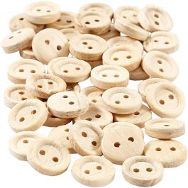 Wooden Buttons, D 11 mm, 2 holes, 50 pc/ 1 pack [HOB-403021]