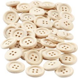 Wooden Buttons, D 15 mm, 4 holes, 50 pc/ 1 pack [HOB-403041]
