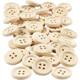 Wooden Buttons, D 18 mm, 4 holes, 40 pc/ 1 pack [HOB-403061]