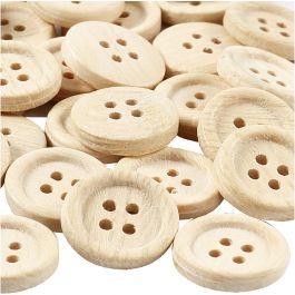 Wooden Buttons, D 23 mm, 4 holes, 30 pc/ 1 pack [HOB-403081]