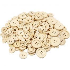Wooden Buttons, D 8+11+15+18+23 mm, 440 pc/ 1 pack [HOB-40309]