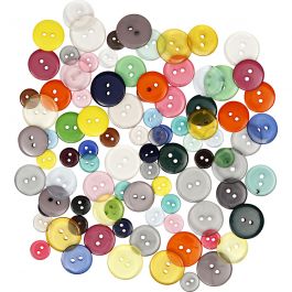 Button Mix, assorted colours, 50 g, D 12+18+20 mm, 100 pc/ 1 pack [HOB-403810]