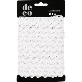 Crochet Lace Border , white, W: 19 mm, 10 m/ 1 roll [HOB-41091]