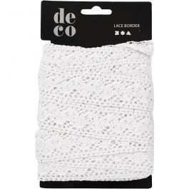 Crochet Lace Border , white, W: 30 mm, 10 m/ 1 roll [HOB-41093]