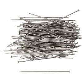 Straight Pins, silver, L: 34 mm, thickness 0,6 mm, 50 g/ 1 pack [HOB-41129]