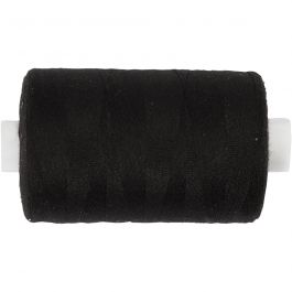 Sewing Thread, black, 1000 m/ 1 roll [HOB-41217]