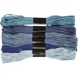 Embroidery Floss, blue harmony, thickness 1 mm, 6 bundle/ 1 pack [HOB-412710]