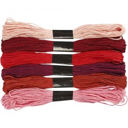 Embroidery Floss, red harmony, thickness 1 mm, 6 bundle/ 1 pack [HOB-412750]