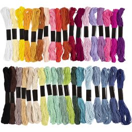 Embroidery Floss, assorted colours, thickness 1 mm, 42 bundle/ 1 pack [HOB-41279]
