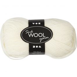 Sock Yarn, off-white, L: 200 m, 50 g/ 1 ball [HOB-41311]
