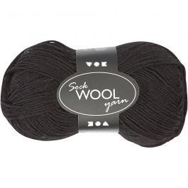 Sock Yarn, black, L: 200 m, 50 g/ 1 ball [HOB-41315]